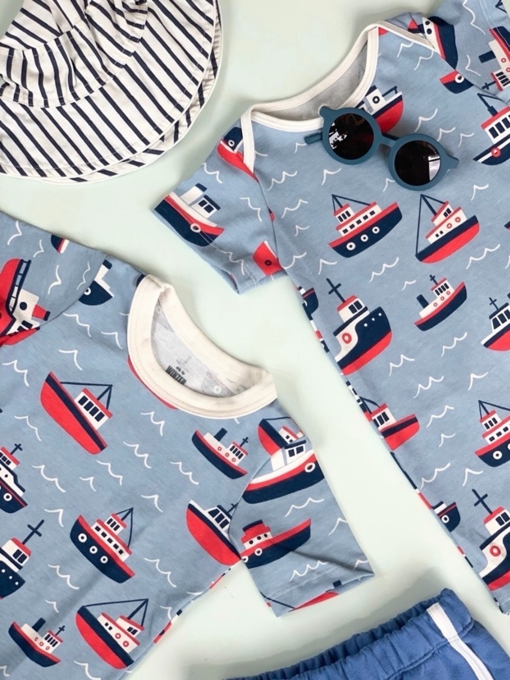 (SET)Tugboats! SET 100% Organic Made in Brooklyn Matching Set (Size 8) - Picture 2 of 9